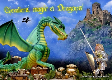 Chevalier, magie et dragons visuel avec titre